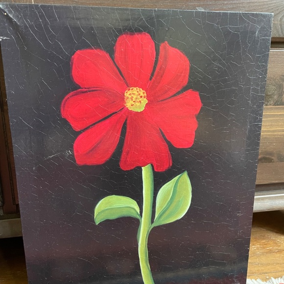 PRICE DROP! Dramatic hand painted red flowers 11 x 14" stretch canvas - Set of 2 - Picture 6 of 16